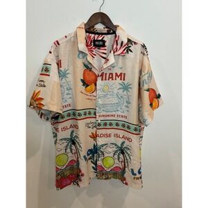 Malibu by Drill Clothing Co Miami Florida Souvenir Print Shirt Mens 2XL Tropical